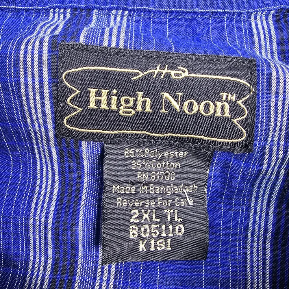 VTG High Noon Western Shirt Men's 2XL Blue‎ Plaid Button Pearl Snap L/S Pocket